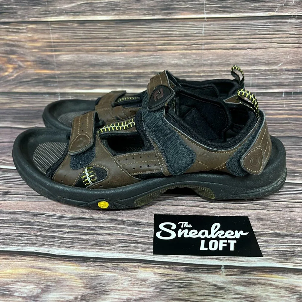 FootJoy Men's Golf Sandals Brown Leather Adjustable Strap‎